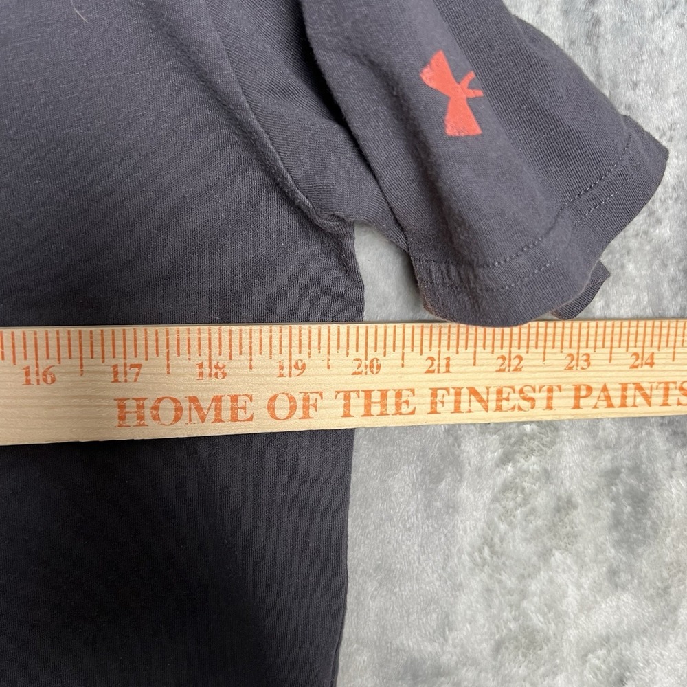 Under Armour Heatgear T Shirt Mens M Gray Cotton Loose Fit Project Rock Logo - Picture 5 of 7